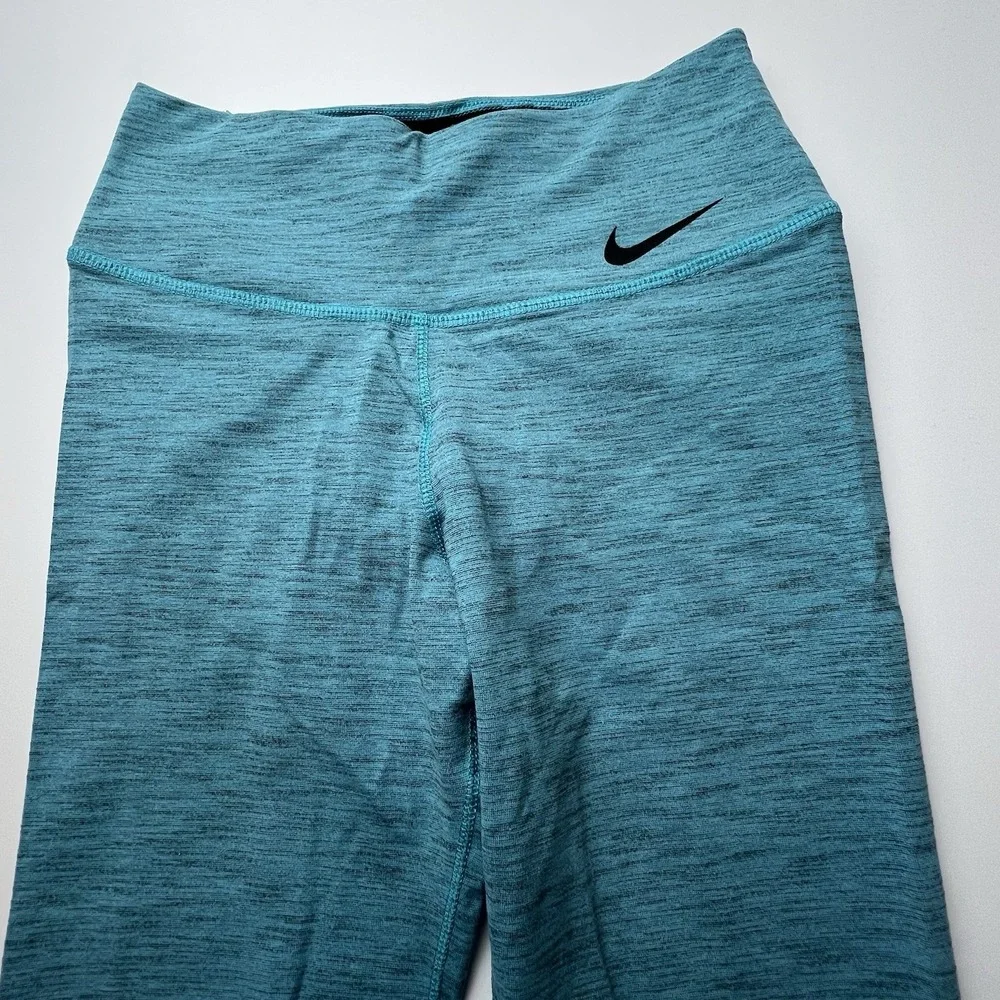 Nike Dri-Fit Leggings Women's Size XS Aqua Black Running Athletic Gym